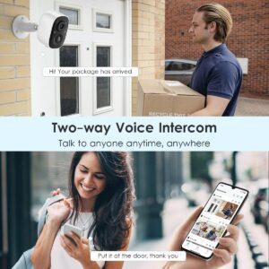 Cámara de seguridad inalámbrica para exteriores, visión nocturna a color, detección de movimiento AI, conversación de 2 vías, WiFi, alarma de sirena