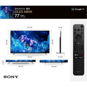 TV Sony 77″ XR77A80K,  4K Ultra HD  BRAVIA XR OLED, características exclusivas para Playstation®