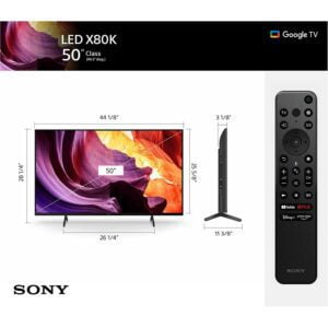 TV SONY 50″ KD50X80K, 4K Ultra HD, LED Smart Google TV, Dolby Vision HDR