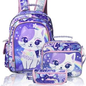 Cute Cat Backpack with Lunch Box and Pencil