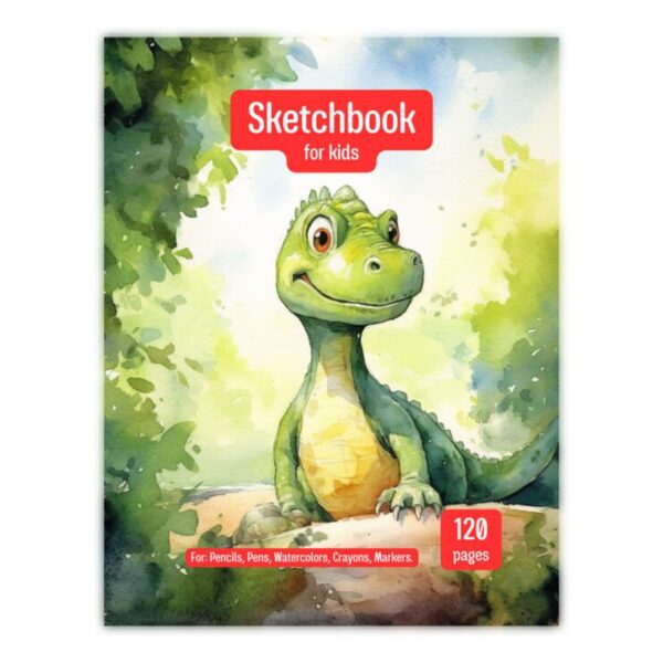 Sketchbook for kids ages 4-8 blank paper for drawing Portada-Sketchbook-for-kids-DINO-web