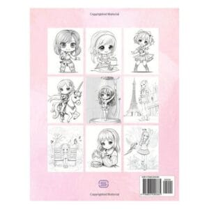 Chibi Coloring Book for Girls, Coloring Pages for Stress Relief and Relaxation.