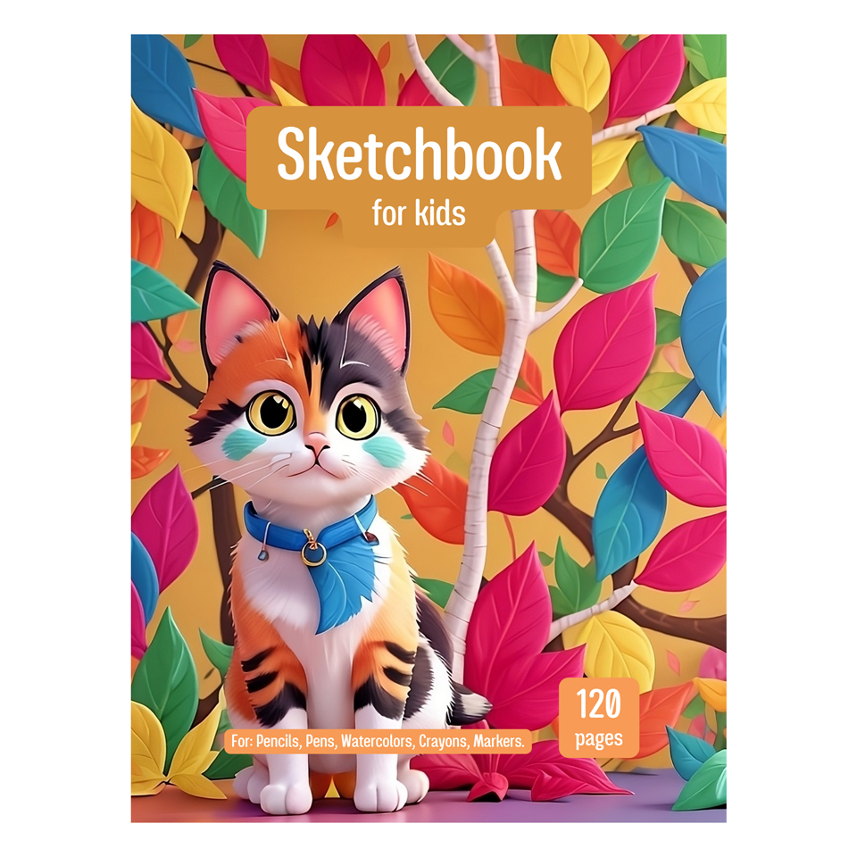 Lion Sketchbook for Kids ages 4-8 Blank Paper for Drawing.
