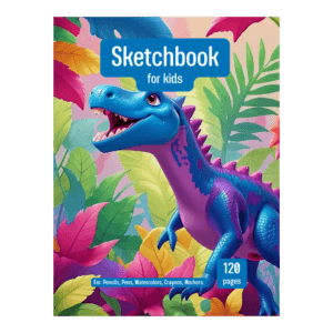 Dino Sketchbook for Kids ages 4-8 Blank Paper for Drawing.