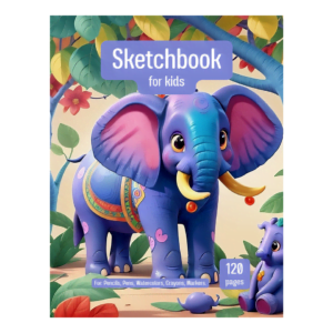 Elephant Sketchbook for Kids ages 4-8 Blank Paper for Drawing.