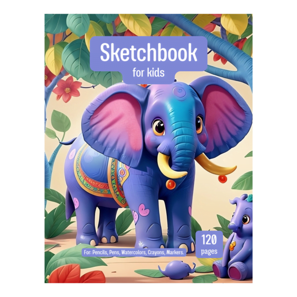 COVER-ELEPHANT - Elephant Sketchbook for Kids ages 4-8