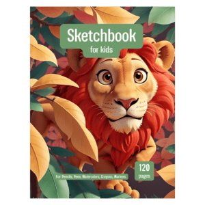 Lion Sketchbook for Kids ages 4-8 Blank Paper for Drawing.