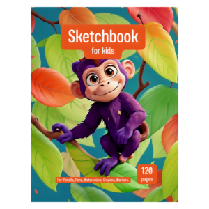 Monkey Sketchbook for Kids ages 4-8 Blank Paper for Drawing.