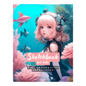 Sketchbook for kids age 8-12: Girl Underwater Adventures