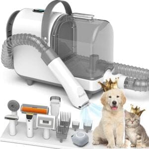 Kit de aseo y peluquería para mascotas, succión al vacío, 7 en 1